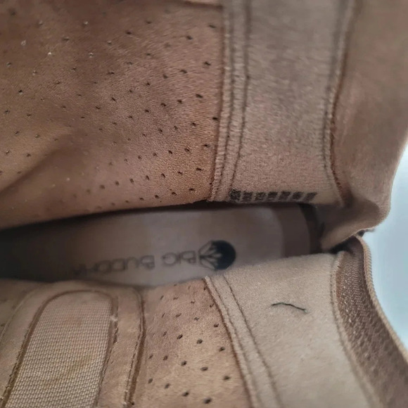 BIG BUDDA Open Toe Bootie Ankle Boots Womens Block Heel Tan Beige Zip Back 7.5 - Picture 8 of 10